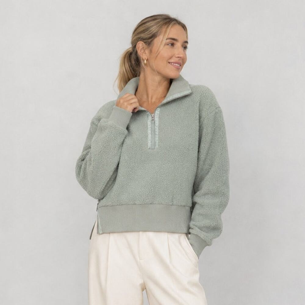 Varley Roselle Half Zip Fleece Pullover Sweatshirt Women's XS Lily Pad Green